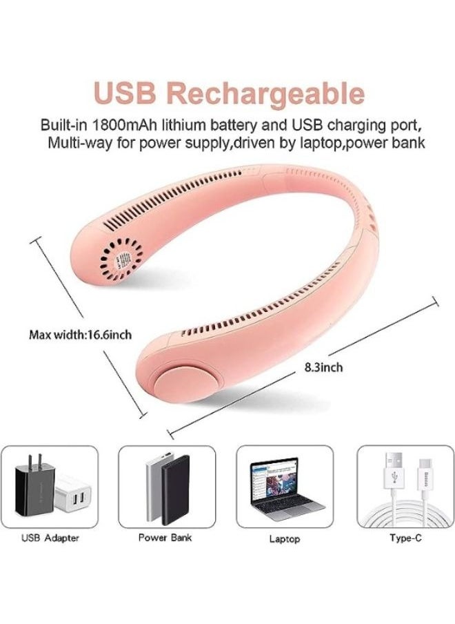 Generic USB Rechargeable Portable Neck Fan with 3 Wind Speed for Traveling Office Sports  - Image 2