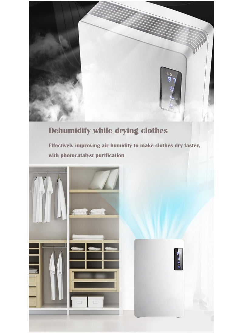 Arabest - Home Dehumidifier, Ultra Quiet Auto Shut Off, Portable Small Compact Dehumidifier, Two Modes and Humidity Control, Ultra Quiet Dehumidifier, 2200ML Water Tank (White A) - Image 1