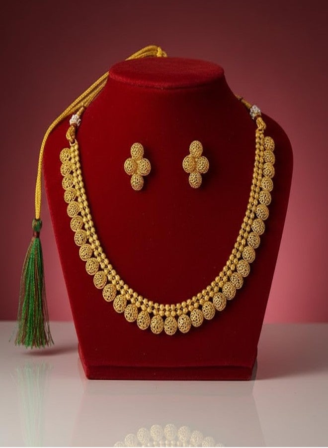 JFL - Jewellery for Less Traditional Ethnic One Gram Gold Plated Necklace Set With Earrings for Women & Girls.,Valentine - Image 2