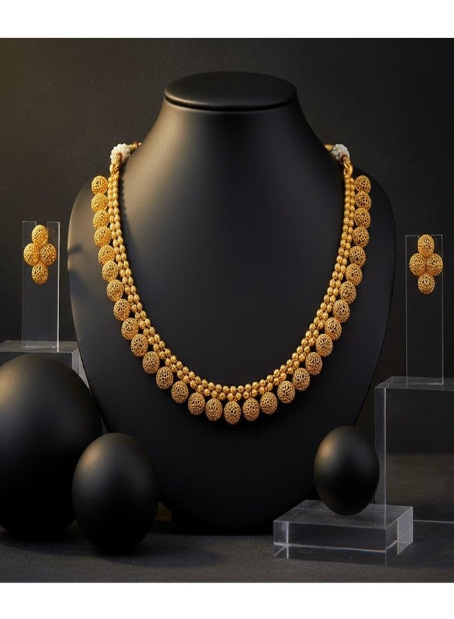 JFL - Jewellery for Less Traditional Ethnic One Gram Gold Plated Necklace Set With Earrings for Women & Girls.,Valentine - Image 4
