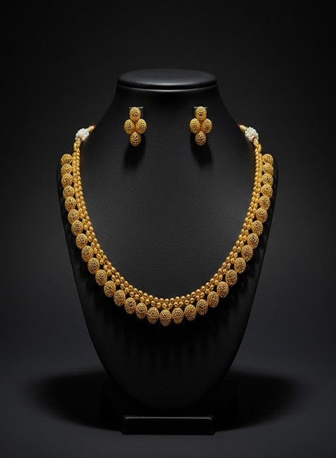 JFL - Jewellery for Less Traditional Ethnic One Gram Gold Plated Necklace Set With Earrings for Women & Girls.,Valentine - Image 3