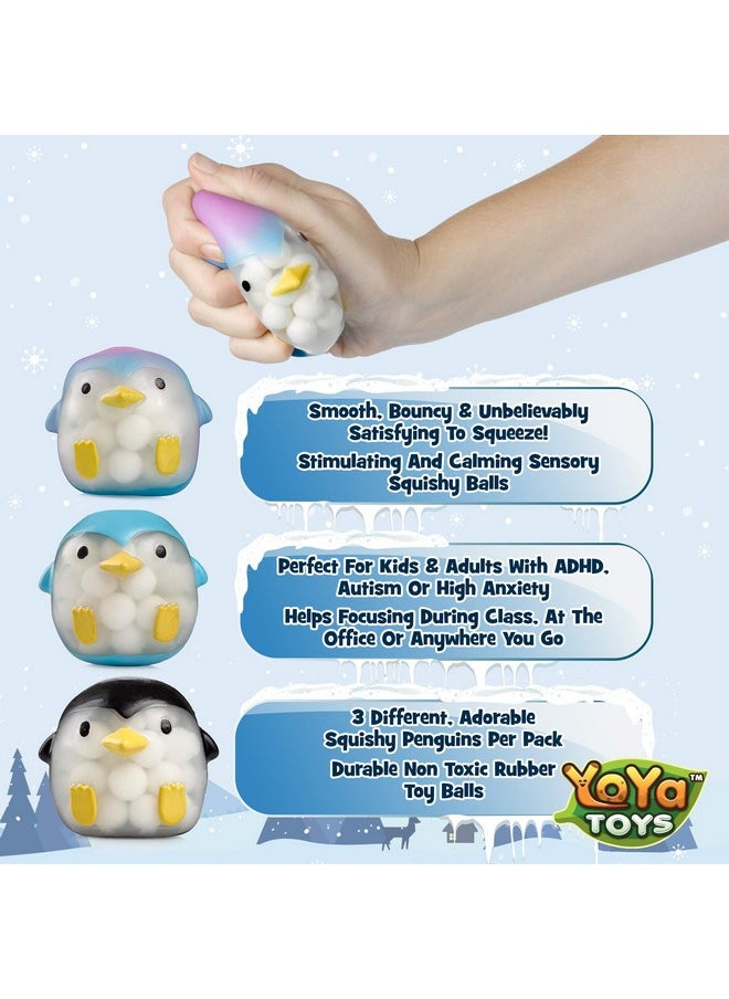 YoYa Toys Dna Balls Penguin Stress Balls By Yoya Toys (3 Pack) Stimulating, Calming Squishy Sensory And Fidget Toys For Kids And Adults Ideal For Autism, Adhd, Fidgeting, And Breaking Bad Habits  - Image 3