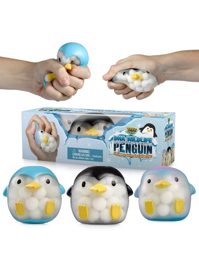 YoYa Toys Dna Balls Penguin Stress Balls By Yoya Toys (3 Pack) Stimulating, Calming Squishy Sensory And Fidget Toys For Kids And Adults Ideal For Autism, Adhd, Fidgeting, And Breaking Bad Habits  - Image 1