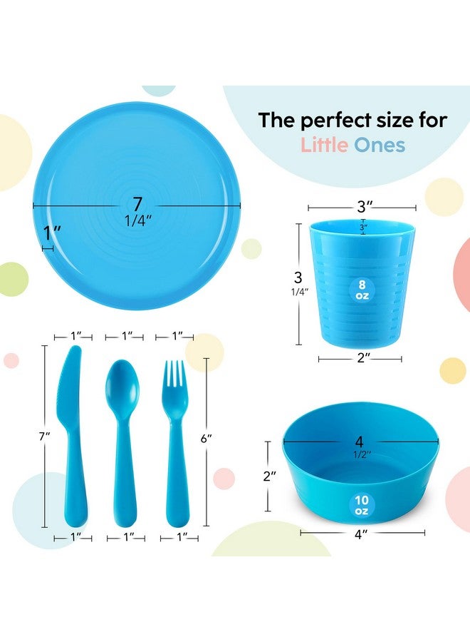 PLASKIDY Kids Plastic Dinnerware Set - 36 Pc Reusable Children's Dinner Set Microwave / Dishwasher Safe BPA Free Toddler Dishes Dinnerware Set Includes Kids Plates and Bowls Kids Cups & Flatware. - Image 2