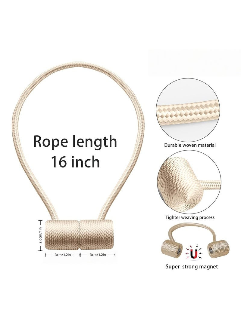 Curtain Tiebacks Clips VS Strong Magnetic Tie Band Home Office Decorative Drapes Weave Holdbacks Holders European for Blackout Sheer Window Treatment (2PCS, Beige) - Image 2