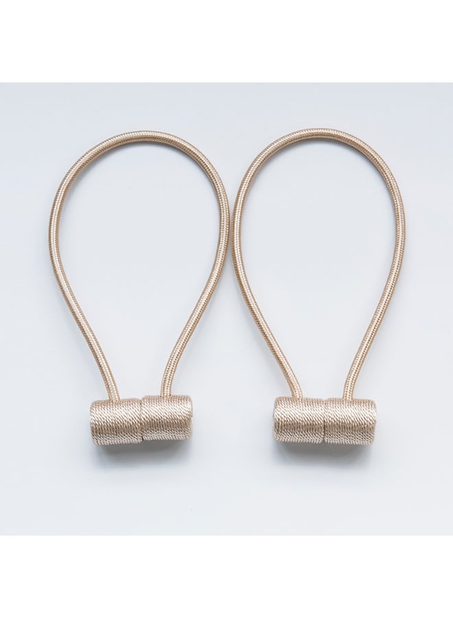 Curtain Tiebacks Clips VS Strong Magnetic Tie Band Home Office Decorative Drapes Weave Holdbacks Holders European for Blackout Sheer Window Treatment (2PCS, Beige) - Image 1