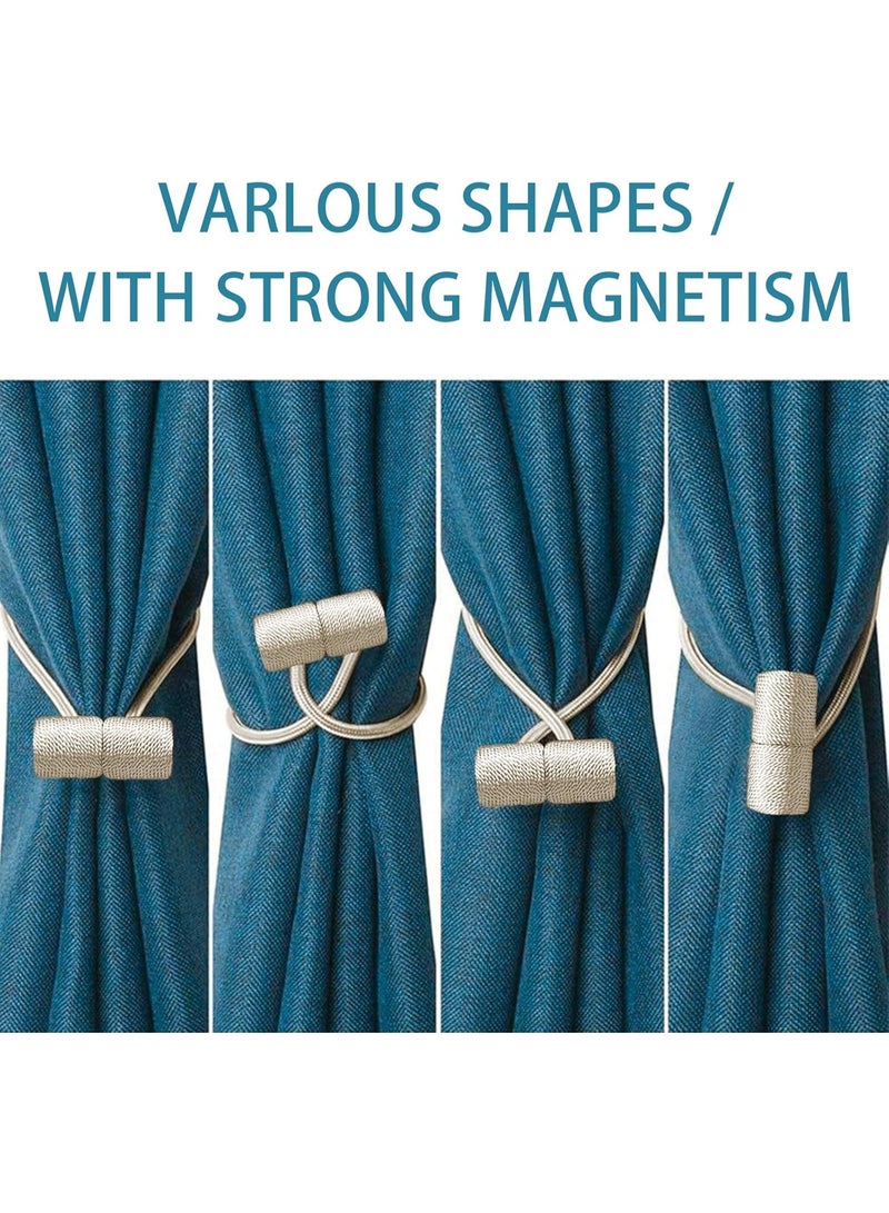 Curtain Tiebacks Clips VS Strong Magnetic Tie Band Home Office Decorative Drapes Weave Holdbacks Holders European for Blackout Sheer Window Treatment (2PCS, Beige) - Image 5