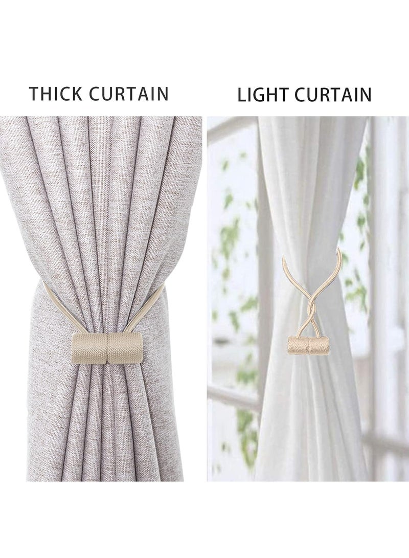 Curtain Tiebacks Clips VS Strong Magnetic Tie Band Home Office Decorative Drapes Weave Holdbacks Holders European for Blackout Sheer Window Treatment (2PCS, Beige) - Image 3