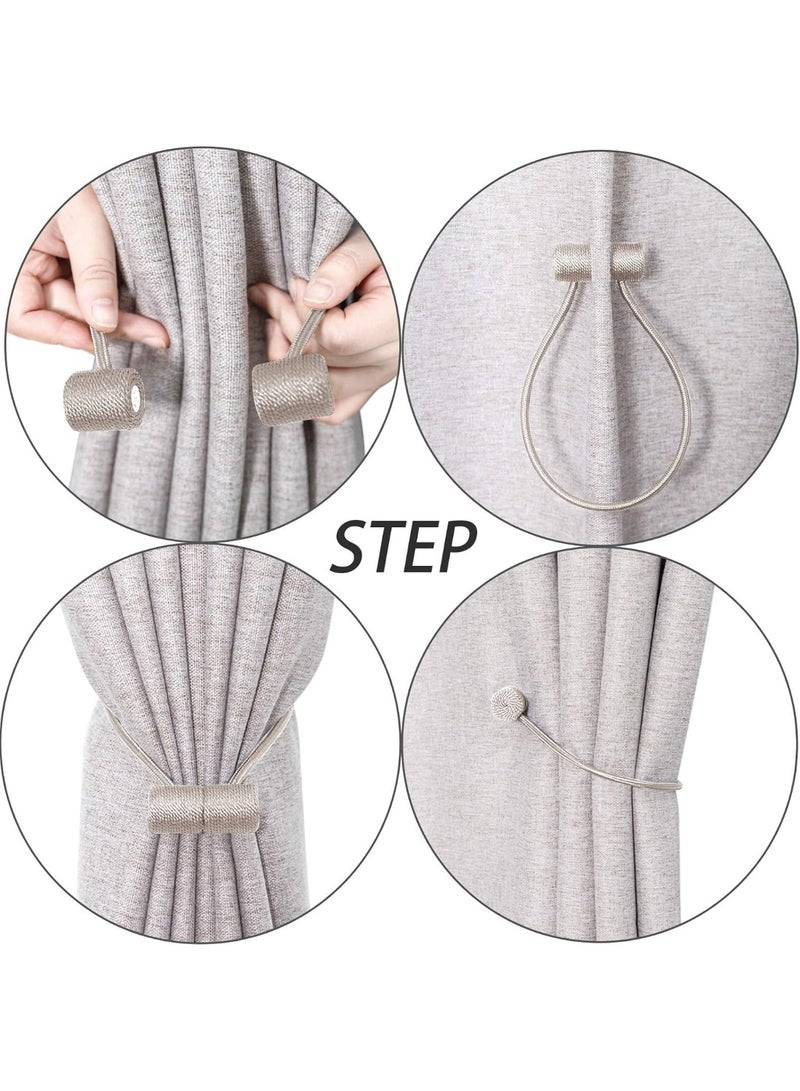 Curtain Tiebacks Clips VS Strong Magnetic Tie Band Home Office Decorative Drapes Weave Holdbacks Holders European for Blackout Sheer Window Treatment (2PCS, Beige) - Image 4