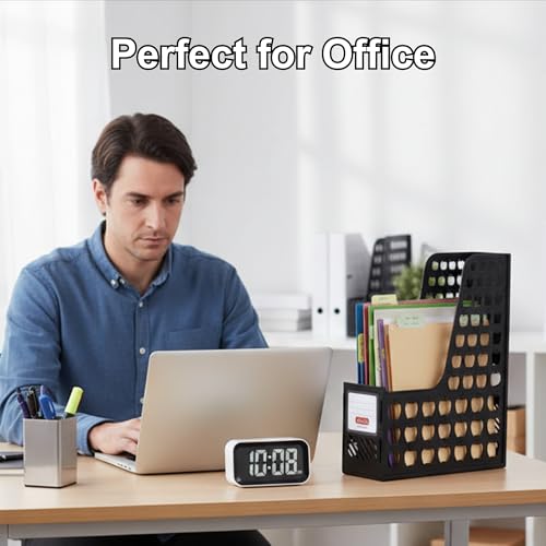 SOLDTRUE Office Desktop Organizer Book Document Storage Rack File Holder Folding Paper File Rack (Plastic Rack, Black) - Image 3