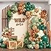 UAEYW Safari Jungle Balloon Garland Arch Kit for Wild One Birthday Party Decorations 157Pcs Sage Green Brown Balloons with Animal Print Balloons Palm Leaves for Safari Baby Shower Woodland Tropical Party - Image 3