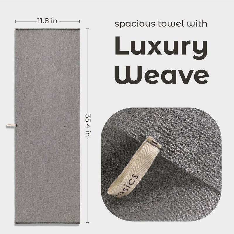 MainBasics Exfoliating Shower Towel Japanese Nylon Bath Towel and Body Washcloth QuickDry Durable Deep Exfoliation Set of 3 Earthy Love - Image 3