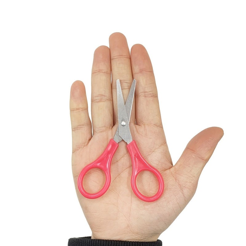 5 Pcs Stainless Steel Safety Scissors Set 4 Inch Blunt Tip Mini Craft Scissors For School And Office Use Blue - Image 4