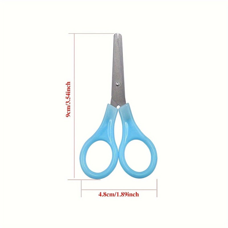 5 Pcs Stainless Steel Safety Scissors Set 4 Inch Blunt Tip Mini Craft Scissors For School And Office Use Blue - Image 3