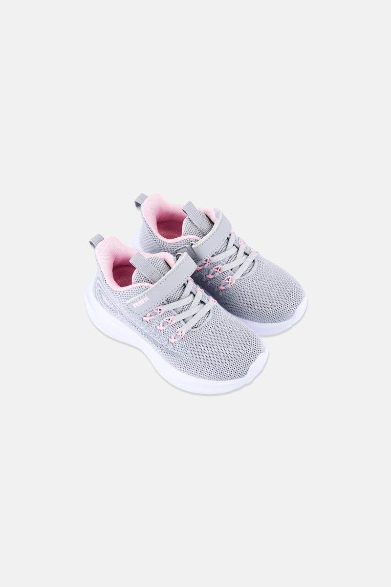 RBX Kids Girl Brand Logo Velcro Closure Running Shoes, Light Grey - Image 4