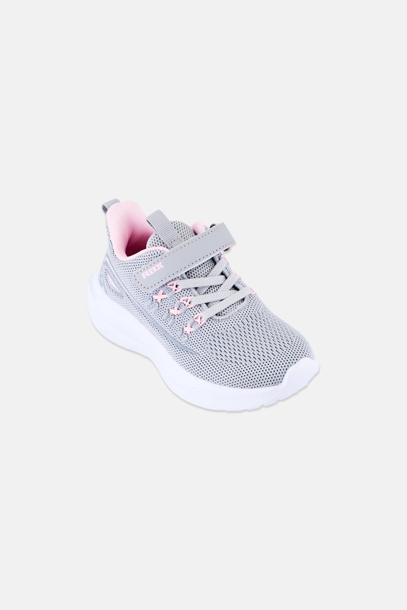 RBX Kids Girl Brand Logo Velcro Closure Running Shoes, Light Grey - Image 1