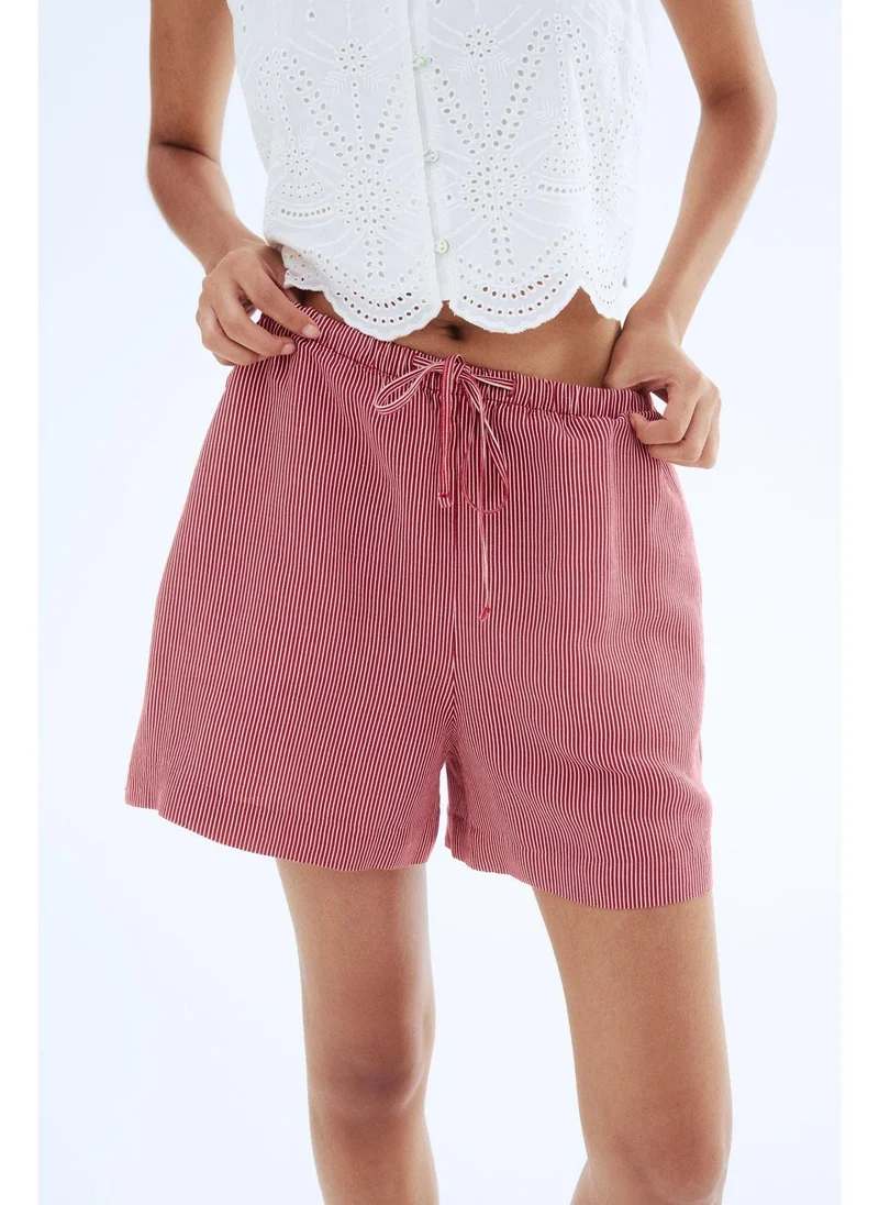 اتش اند ام Linen-blend drawstring shorts