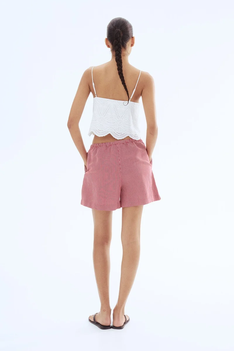اتش اند ام Linen-blend drawstring shorts