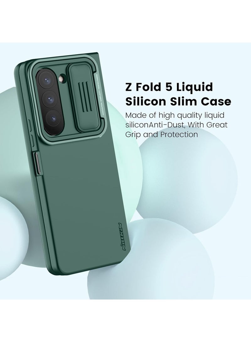 Nillkin For Samsung Galaxy Z Fold 5 Cover, Sliding Camera Cover and Folding Metal Stand, Liquid Silicone Protective Case Compatible with Samsung Z Fold5 5G Slim Fit Shockproof Mobile Case (Green) - Image 5