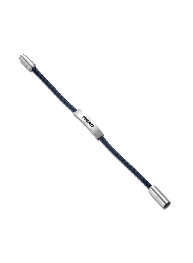 Ducati Trail Blue Leather Center Motif Bracelet for Men