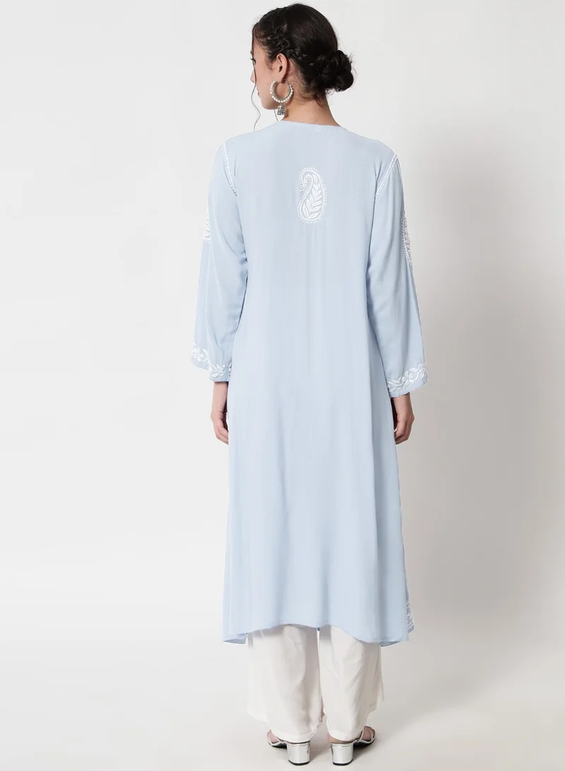 Alaya Women Hand Embroidered Chikankari Cotton Kurta-AL3549