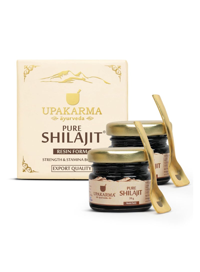 UPAKARMA Original Alkaline Shilajit/Shilajeet Resin 20g with Fulvic Acid, Magnesium & Urolithin A  Boost Performance, Power, Stamina, Strength  Lab Tested  Pack of 2 - Image 1