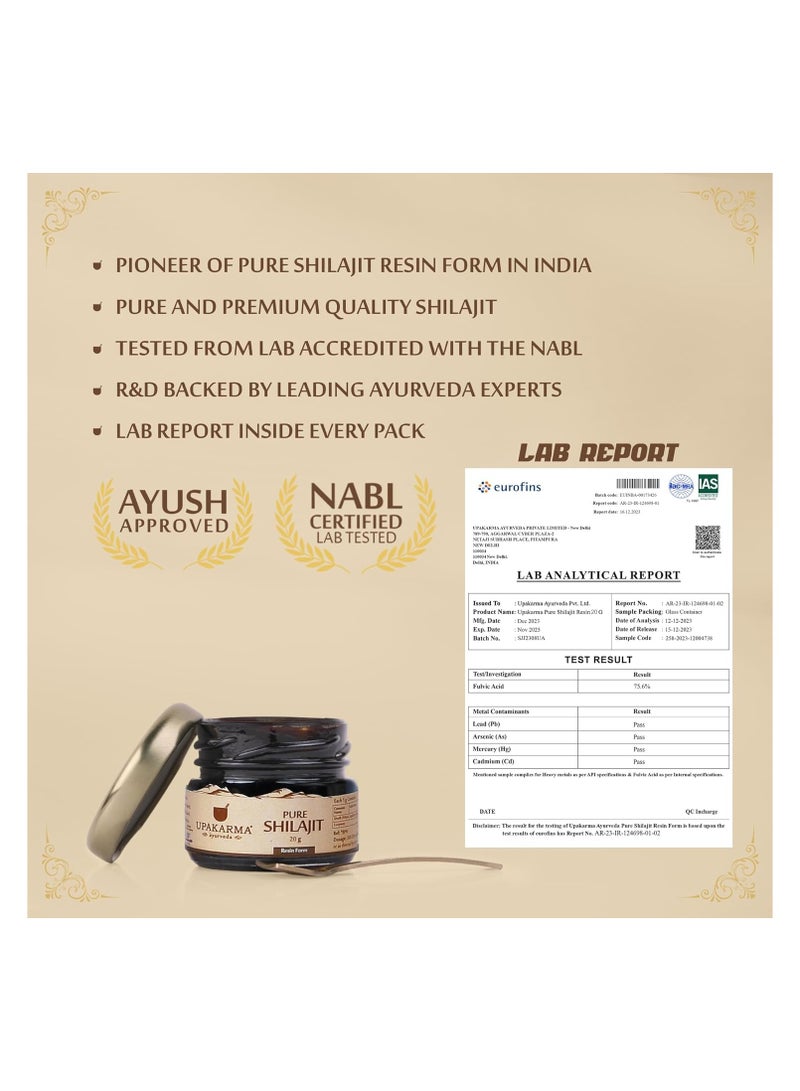 UPAKARMA Original Alkaline Shilajit/Shilajeet Resin 20g with Fulvic Acid, Magnesium & Urolithin A  Boost Performance, Power, Stamina, Strength  Lab Tested  Pack of 2 - Image 2