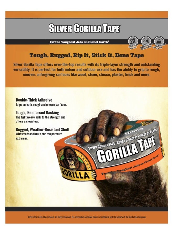 Gorilla شريط لاصق فضي 1.88 × 35 ياردة عبوة من 6 - Image 2