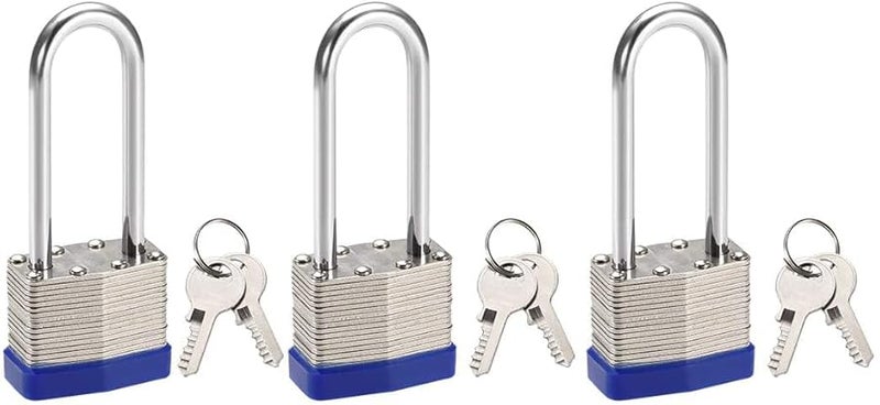 3pcs 2 1 2 Inch Shackle Key Different Safety Padlock Steel Lock Set - Image 1