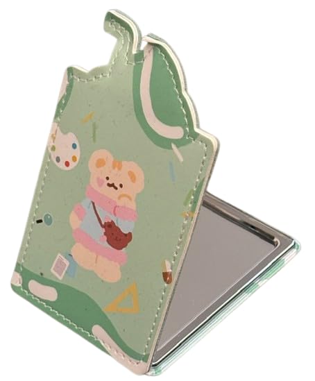 Portable Printed Compact Metal and Glass Mirror for Women for Purses and Handbags with 2x1 Magnification one Side Colour and Print May Vary According to Availability  - Image 1