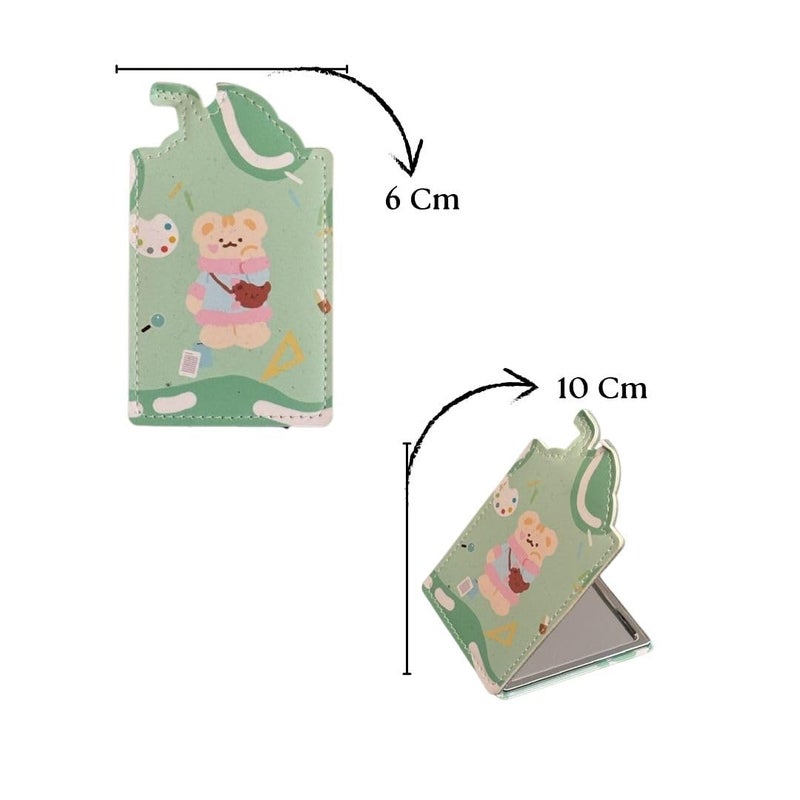 Portable Printed Compact Metal and Glass Mirror for Women for Purses and Handbags with 2x1 Magnification one Side Colour and Print May Vary According to Availability  - Image 3
