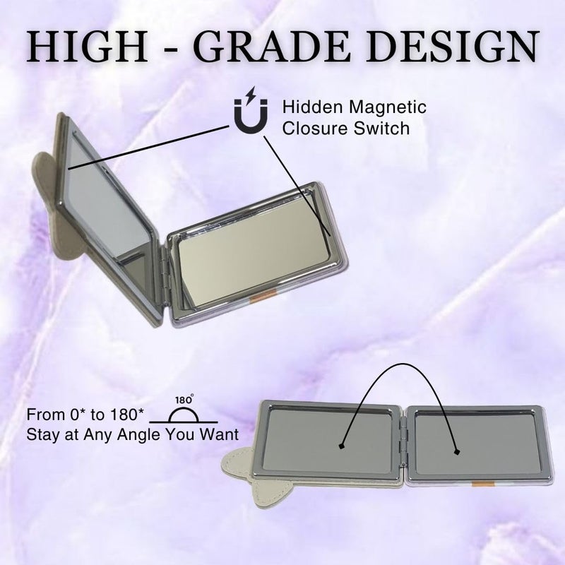 Portable Printed Compact Metal and Glass Mirror for Women for Purses and Handbags with 2x1 Magnification one Side Colour and Print May Vary According to Availability  - Image 5