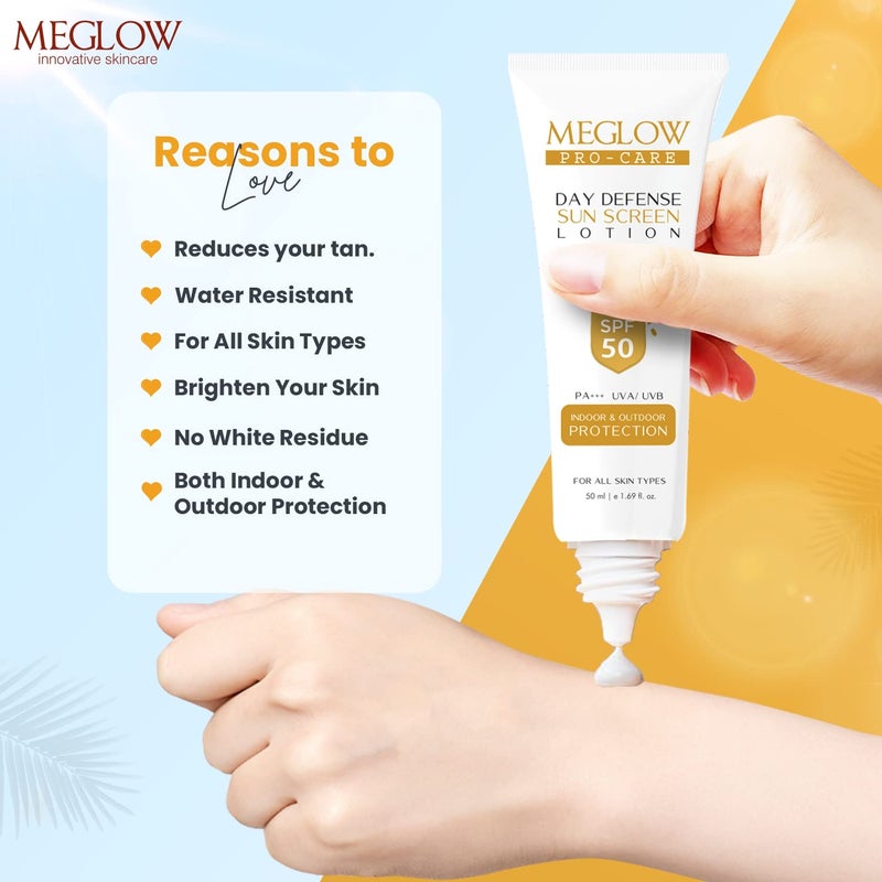 Meglow ProCare SPF 50 PA Sunscreen Lotion for Face Body 50ml Broad Spectrum UVAUVB Protection Blue Light Defense Intense Hydration for All Skin Types - Image 4