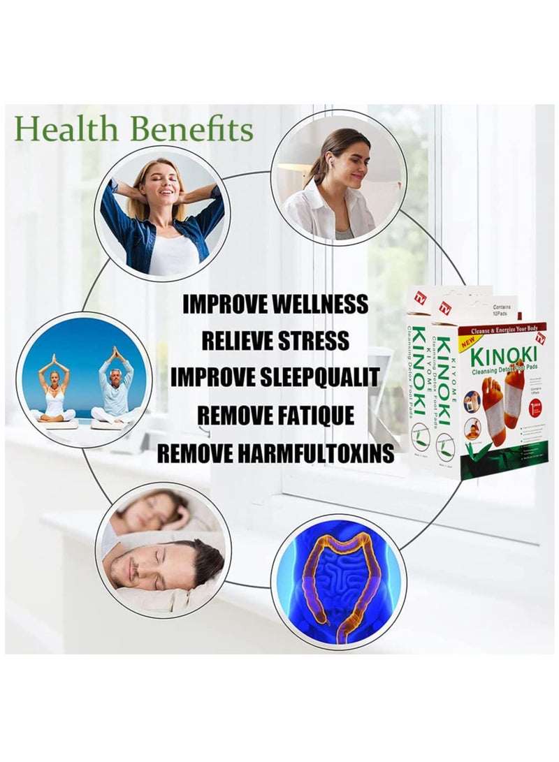 Kinoki 10 Box Foot Patch, Foot Pads, Natural Cleansing Foot Pads, 100% Natural Organic Foot Care Patches Adhesive Sheets, Relieve Stress Foot & Body Care, Sleep Better - Image 5