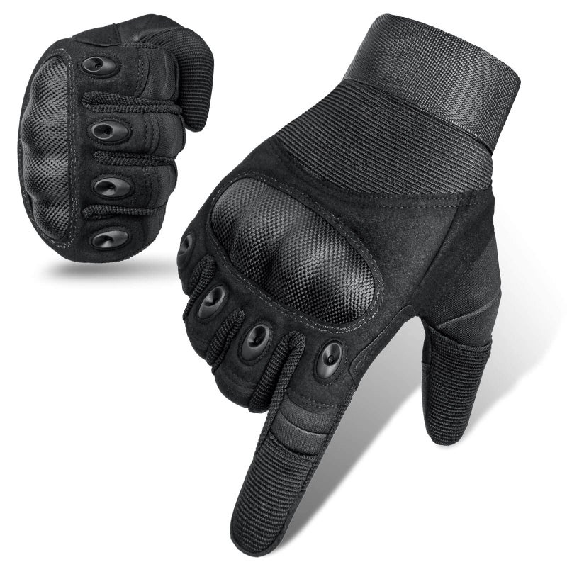 Cierto Motorcycle Gloves for Women and Men Full Finger Touch Screen Tactical Gloves with Breathable Hard Knuckle Adjustable Wrist for Motocross Road Racing BMX ATV MTB Riding Cycling Black S