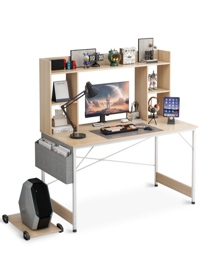 ADEBOLA - Study Desk with Bookshelf, Writing Desk for Kids,Computer Table Home Office Desks With Storage Bag,CPU Holder, Storage Rack - Image 1