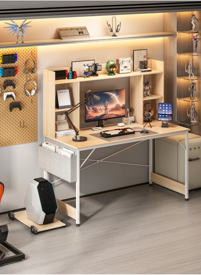 ADEBOLA - Study Desk with Bookshelf, Writing Desk for Kids,Computer Table Home Office Desks With Storage Bag,CPU Holder, Storage Rack - Image 1