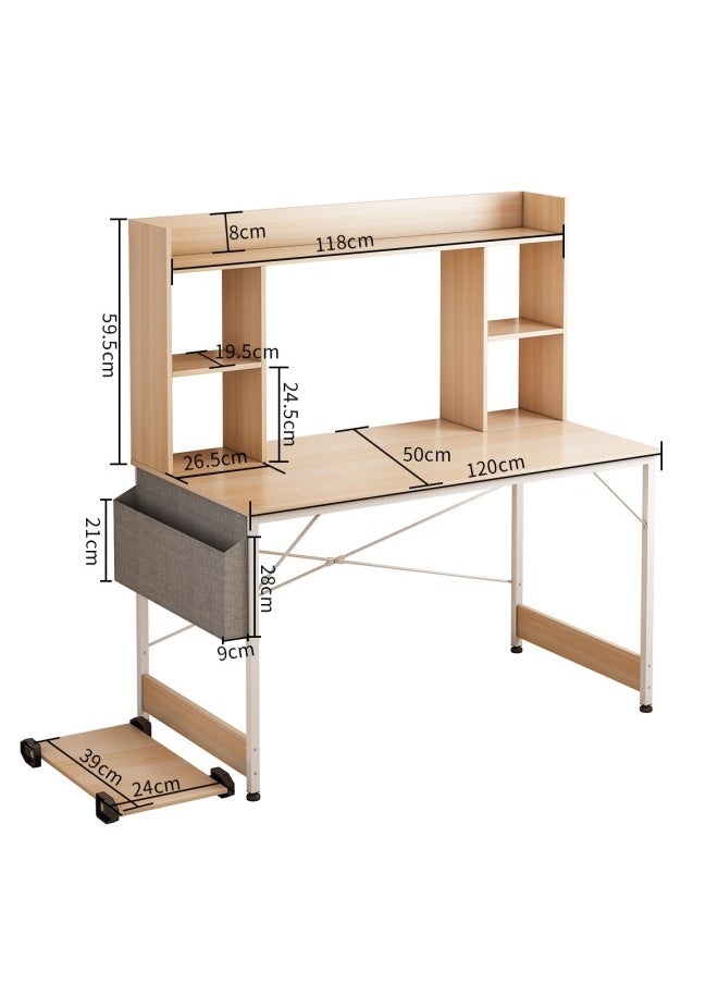 ADEBOLA - Study Desk with Bookshelf, Writing Desk for Kids,Computer Table Home Office Desks With Storage Bag,CPU Holder, Storage Rack - Image 1