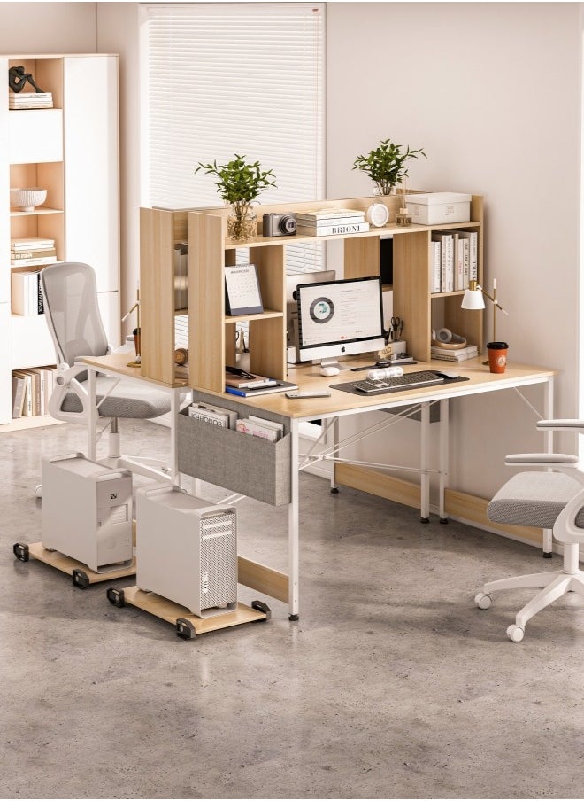 ADEBOLA - Study Desk with Bookshelf, Writing Desk for Kids,Computer Table Home Office Desks With Storage Bag,CPU Holder, Storage Rack - Image 1