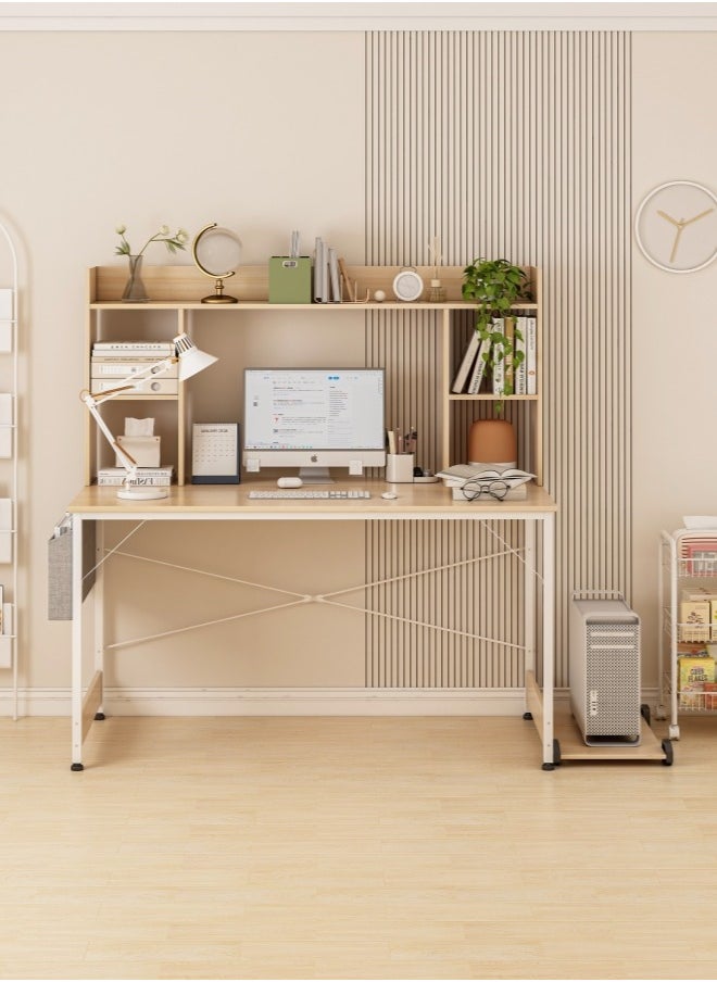 ADEBOLA - Study Desk with Bookshelf, Writing Desk for Kids,Computer Table Home Office Desks With Storage Bag,CPU Holder, Storage Rack - Image 1