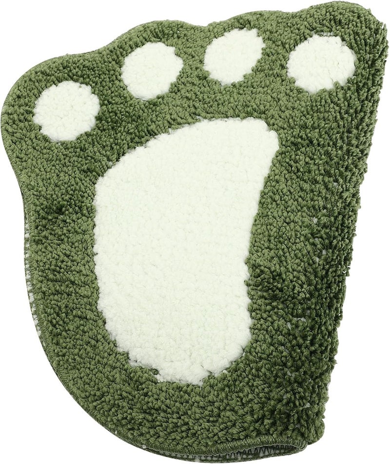 Non-Slip Bathroom Bath Mat with Water Absorption, Machine Washable Footprint Pattern Rug, 60x40cm Green Shower Floor Mat for Home and Shower Use - Image 1