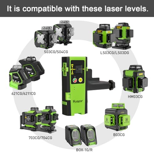 Huepar Laser Detector LR-6RG for Laser Level, Compatible with Huepar & Pro Laser Levels with Pulse Mode Only, Detect Green&Red Beams Laser Receiver, Up to 200Ft, Three-Side LED Display, Clamp Included - Image 5
