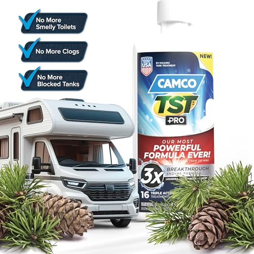 Camco علاج مرحاض كامكو TST PRO RV - صيغة بيولوجية إنزيمية جديدة ومبتكرة لتفكيك مياه الصرف الصحي في المركبات الترفيهية بسرعة - علاج خزان المياه السوداء للمركبات الترفيهية - رائحة صنوبر منعشة - آمن للصرف الصحي، 32 أونصة (41771) - Image 5