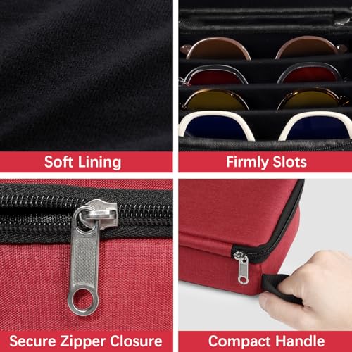 Bukere Travel Sunglasses Organizer Case, Adjustable Slot For Multiple Pairs, Portable Eyeglasses Storage Box for Men Women - Image 3