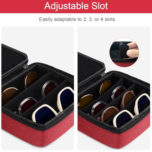 Bukere Travel Sunglasses Organizer Case, Adjustable Slot For Multiple Pairs, Portable Eyeglasses Storage Box for Men Women - Image 2