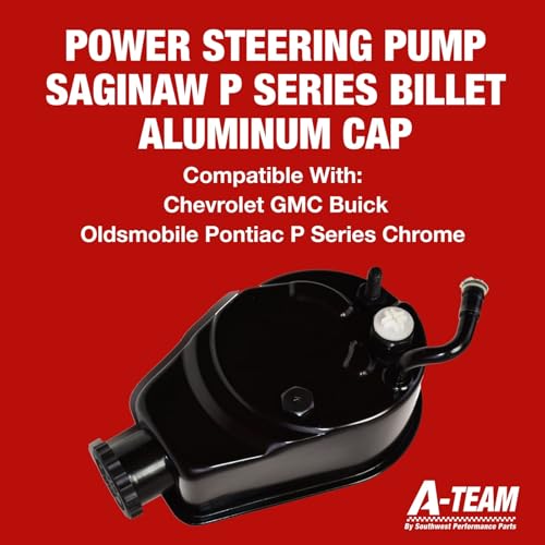 A-Team Performance Power Steering Pump - Saginaw Power Steering Pump Series With Billet Aluminum Cap - Compatible with GM Vehicles GMC Chevrolet, Chevy Buick, Oldsmobile, And Pontiac (Black) - Image 3