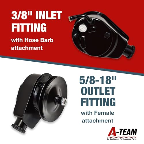 A-Team Performance Power Steering Pump - Saginaw Power Steering Pump Series With Billet Aluminum Cap - Compatible with GM Vehicles GMC Chevrolet, Chevy Buick, Oldsmobile, And Pontiac (Black) - Image 4