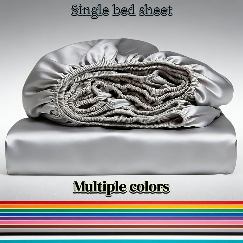 1 Pc Silvery Gray High End Cool Feeling Soft Breathable Sweat Proof Single Fitted Sheet 35.43 X 78.74 Inches Quick Drying Bed Cover - Image 1