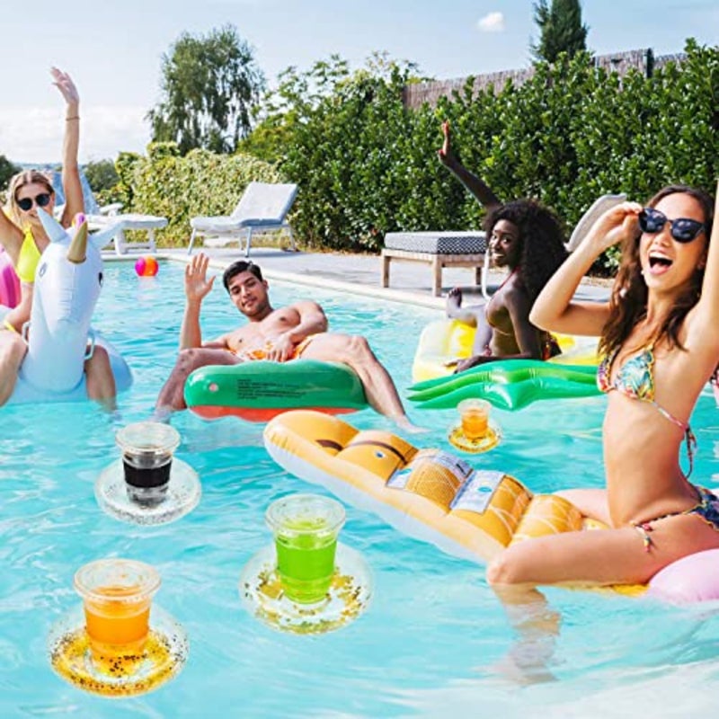 Inflatable Drink Holder, Confetti Drink Pool Floats Inflatable Cup Coasters Cup Drink Holders for Summer Pool Party Supplies and Fun Bath Shower Toys 10 Pieces - Image 2