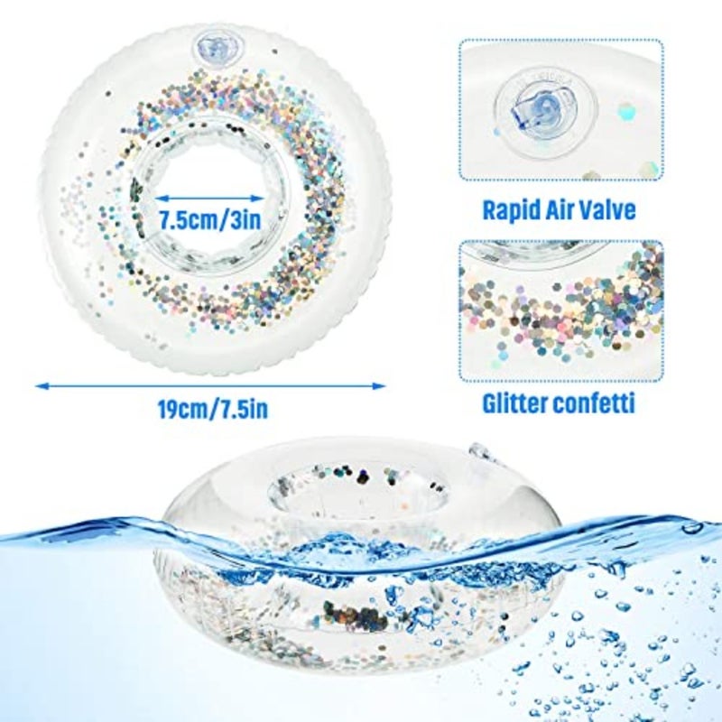Inflatable Drink Holder, Confetti Drink Pool Floats Inflatable Cup Coasters Cup Drink Holders for Summer Pool Party Supplies and Fun Bath Shower Toys 10 Pieces - Image 4